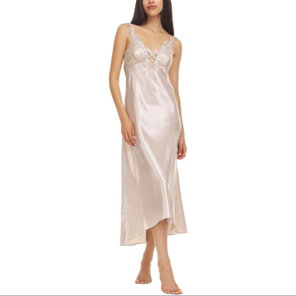 Flora by Flora Nikrooz Stella Satin Venise Trim Nightgown